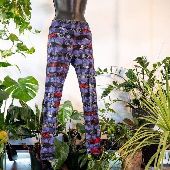 LuLaRoe Pants - LuLaRoe Disney Captain Hook Black and Purple Striped Leggings, One Size